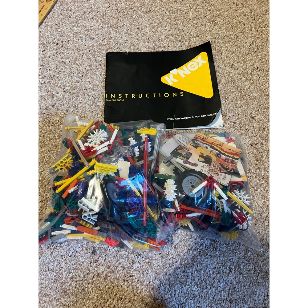 Vintage KNEX Basic Set 30010 Building Toy Lot with Instructions and Wheels